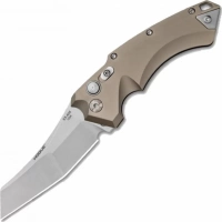 Автоматический складной нож Hogue Wharncliffe EX-A05, клинок Stonewash, сталь 154CM, рукоять пустынный алюминий купить в Нижний Тагиле