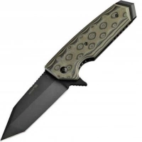 Складной нож Hogue EX-02 Tanto Flipper, сталь 154CM Ceracote™ Firearm Coating, рукоять стеклотекстолит G-Mascus® — Black/Green/Lava купить в Нижний Тагиле