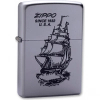 Зажигалка ZIPPO Boat-Zippo Satin Chrome, латунь с ник.-хром. покрыт., сереб., матовая, 36х56х12мм купить в Нижний Тагиле