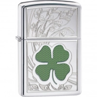 Зажигалка ZIPPO Classic «Клевер» с покрытием High Polish Chrome купить в Нижний Тагиле