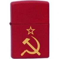 Зажигалка ZIPPO Серп и Молот Red Matte, латунь с порошковым покрытием, красная, матовая, 36х56х12 мм купить в Нижний Тагиле